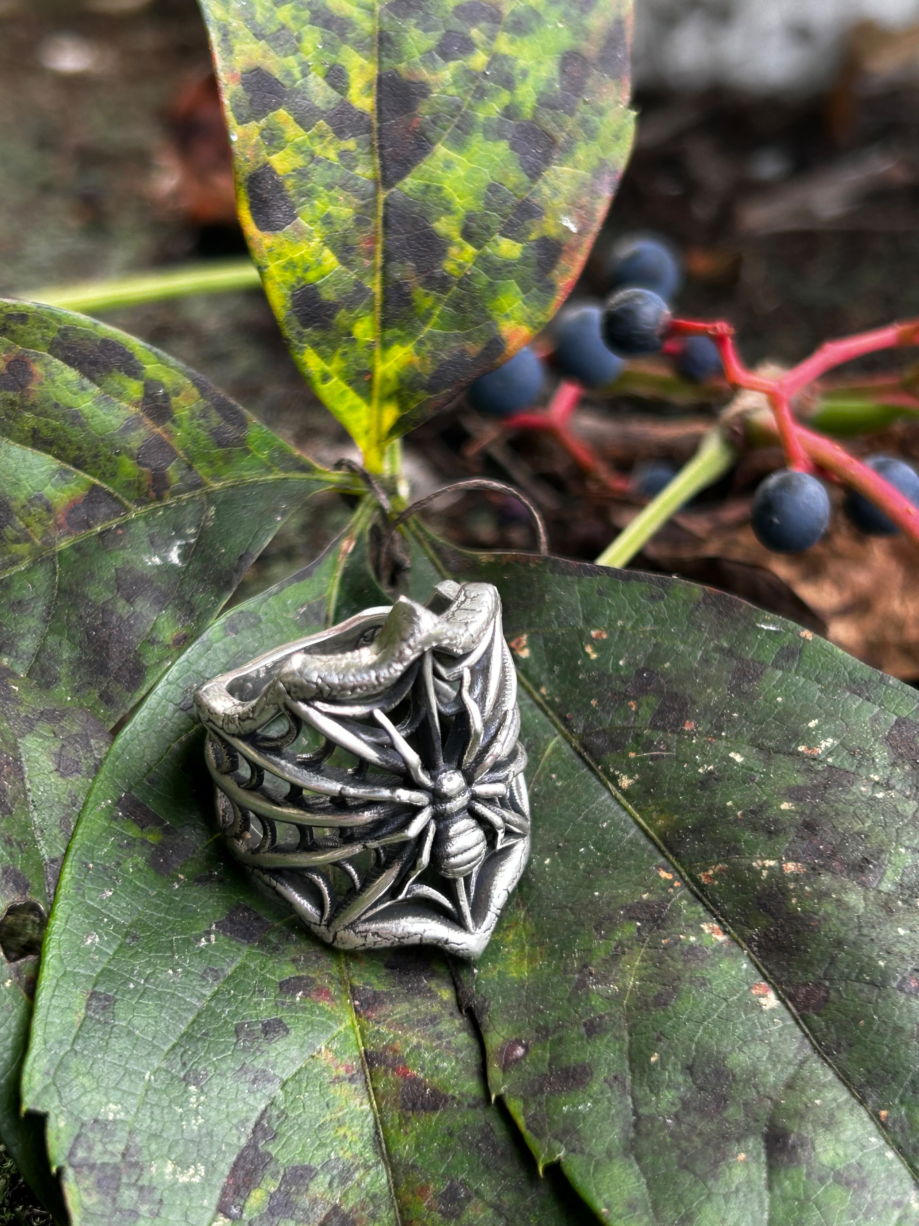 Flight Tribe .925 Web Spider Ring